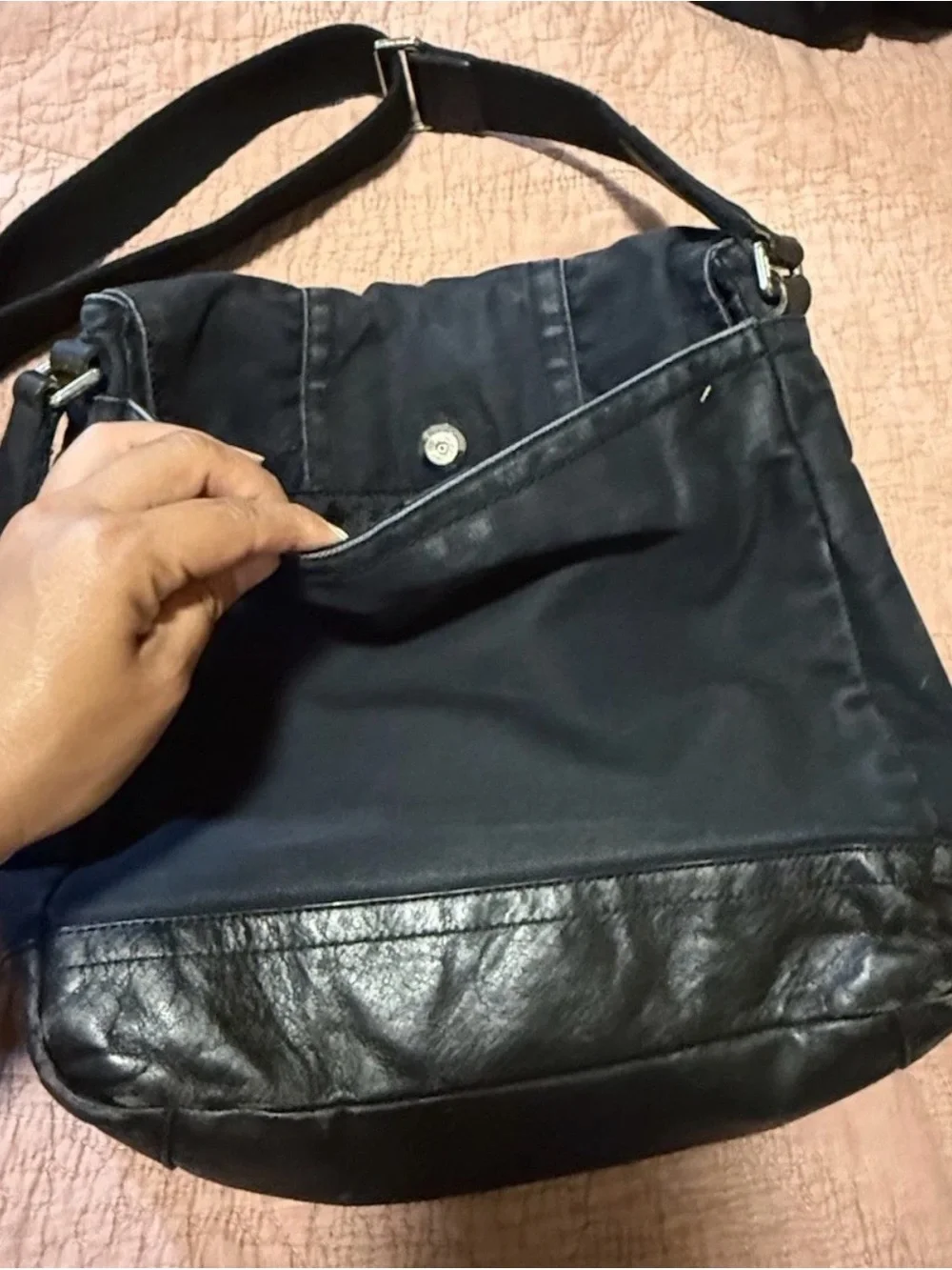 Black Coach Messenger Bag Canvas Leather Unisex Classic